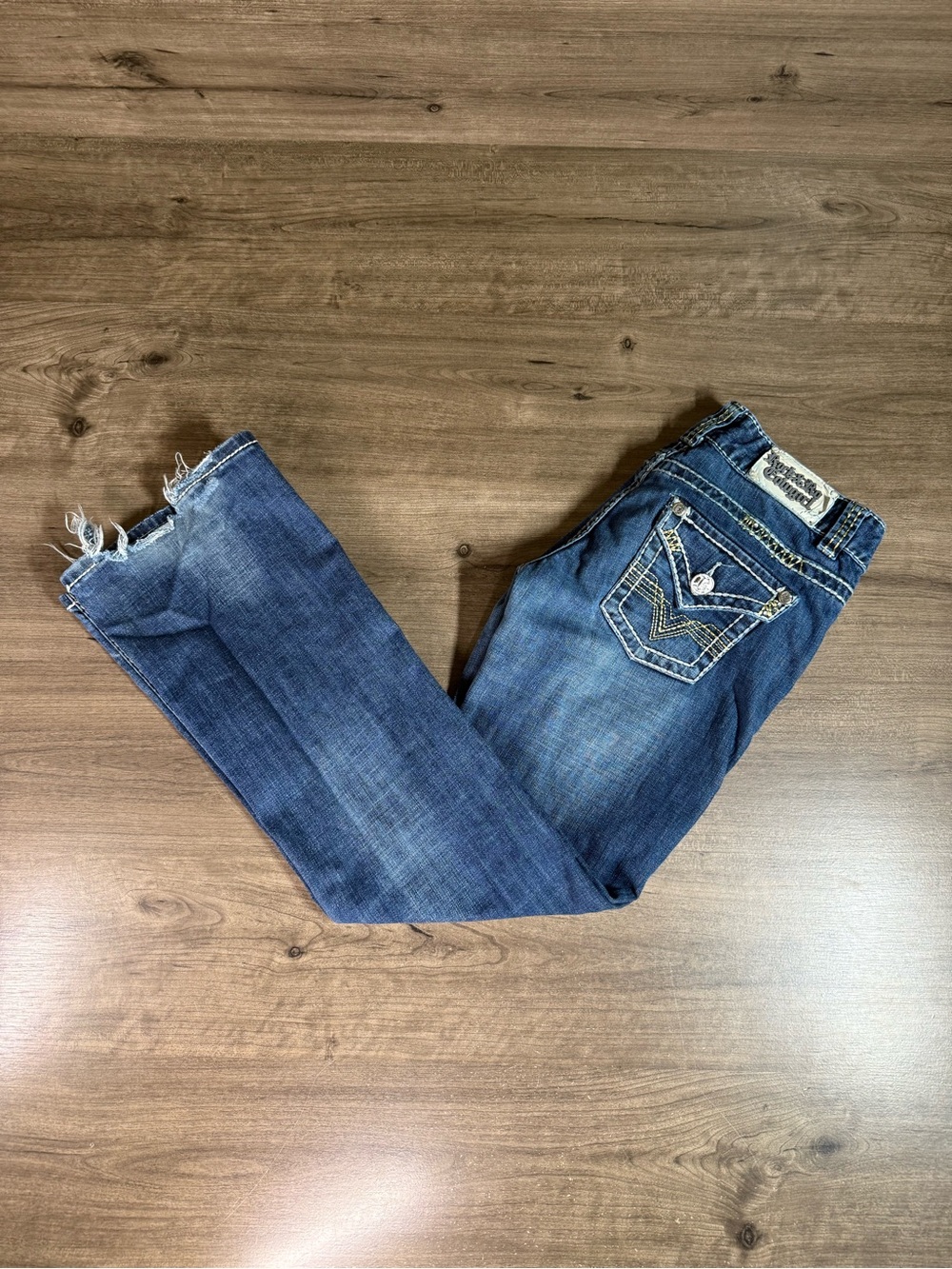 Rock and Roll Cowgirl Western Low Rise Flare Denim Jeans 28x32